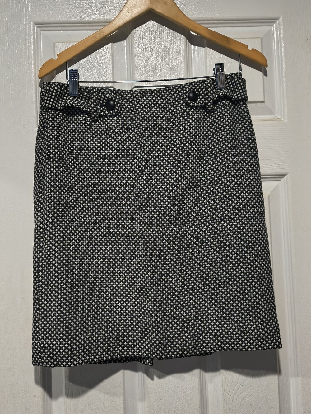 Banana Republic Wool Blend Tweed Skirt Suit Set Micro Dot Cropped Blazer Size 6 - Picture 13 of 16